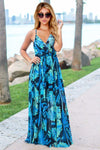 Crisscross Printed Surplice Cami Dress Blue Casual Dresses - Tophatter Daily Deals