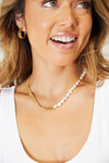 Adored Half Chain Half Pearl Necklace Necklaces - Tophatter Daily Deals