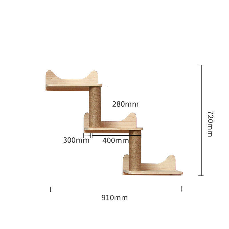 Pet Cat Climbing Frame Wall Type Solid Wood Wall Hanging Platform Ladder Pets Accessories A3 wall steps Pet Supplies - Tophatter Daily Deals