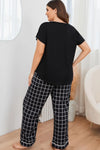 Plus Size V-Neck Top and Plaid Pants Lounge Set Loungewear Sets - Tophatter Daily Deals