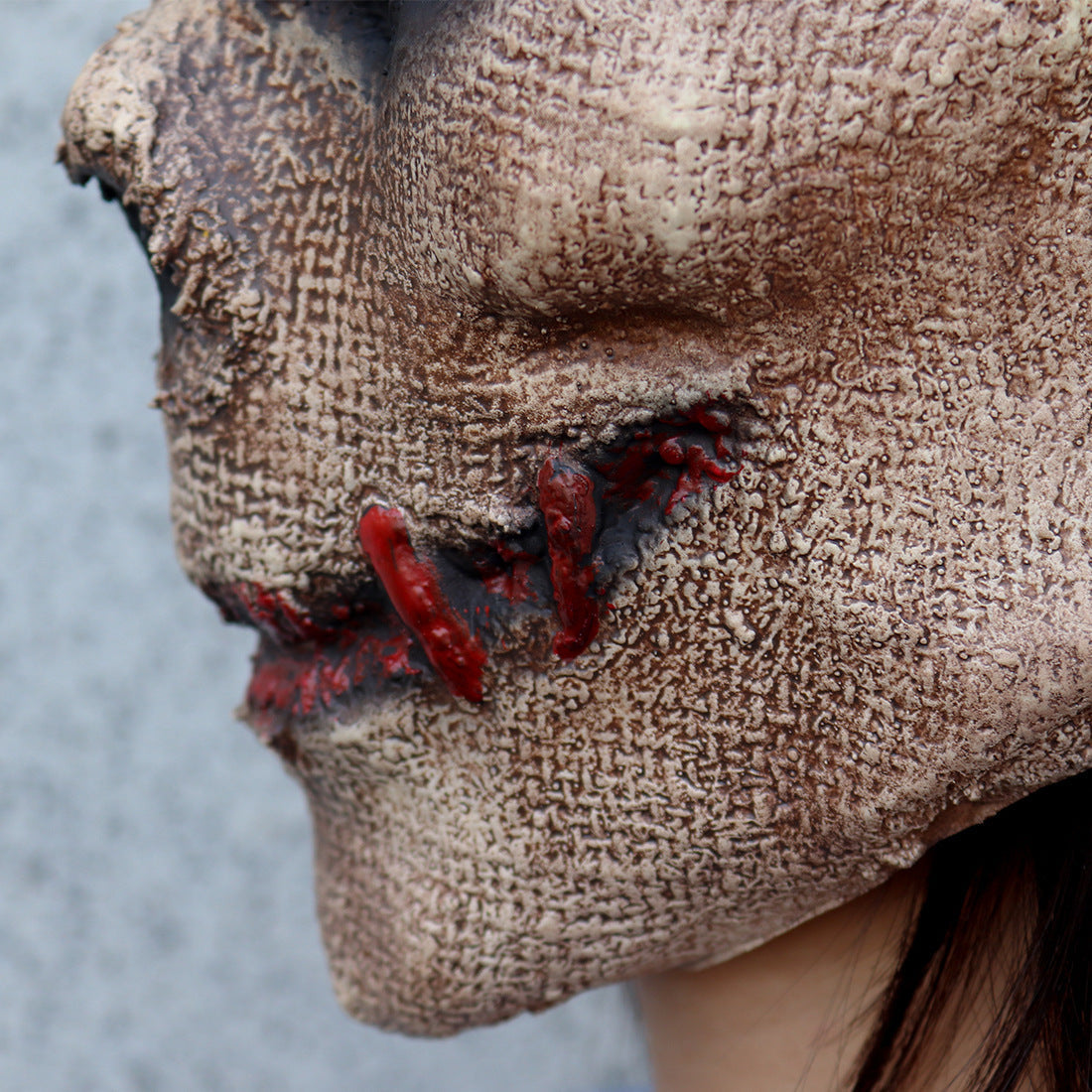 Stitched Latex Horror Mask Brown Halloween 2025 Cosplay 3D Changing Face Moving Picture Frame - Tophatter Daily Deals