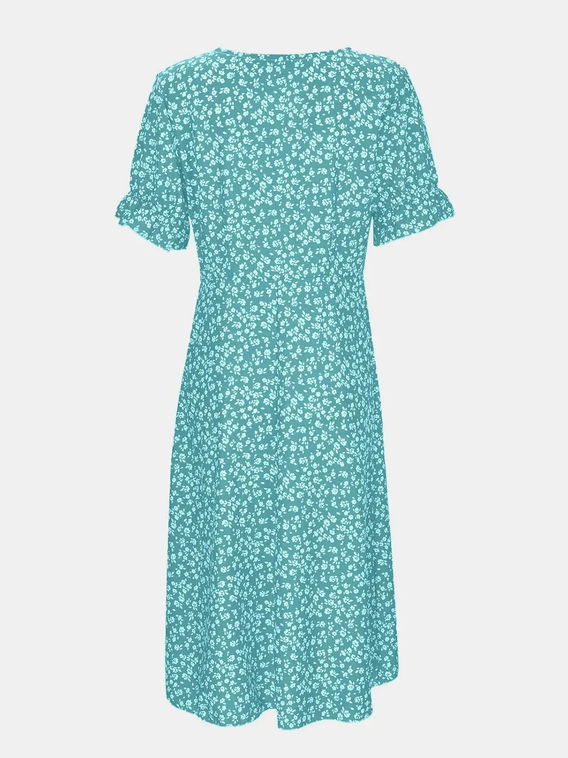 Full Size Printed Surplice Flounce Sleeve Midi Dress Casual Dresses - Tophatter Daily Deals