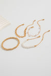 Gold Plated Chain Pearl Beaded 4Pcs Minimalist Bracelet Set Bracelets - Tophatter Daily Deals