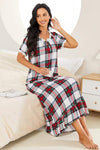 Plaid Lace Trim Ruffle Hem Night Dress Sleep Dresses - Tophatter Daily Deals