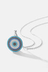 925 Sterling Silver Round Shape Artificial Turquoise Pendant Necklace Necklaces - Tophatter Daily Deals