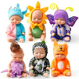 6-Piece Mini Baby Doll Set with Butterfly and Flower Outfits, 4 Inch Doll - Tophatter Daily Deals