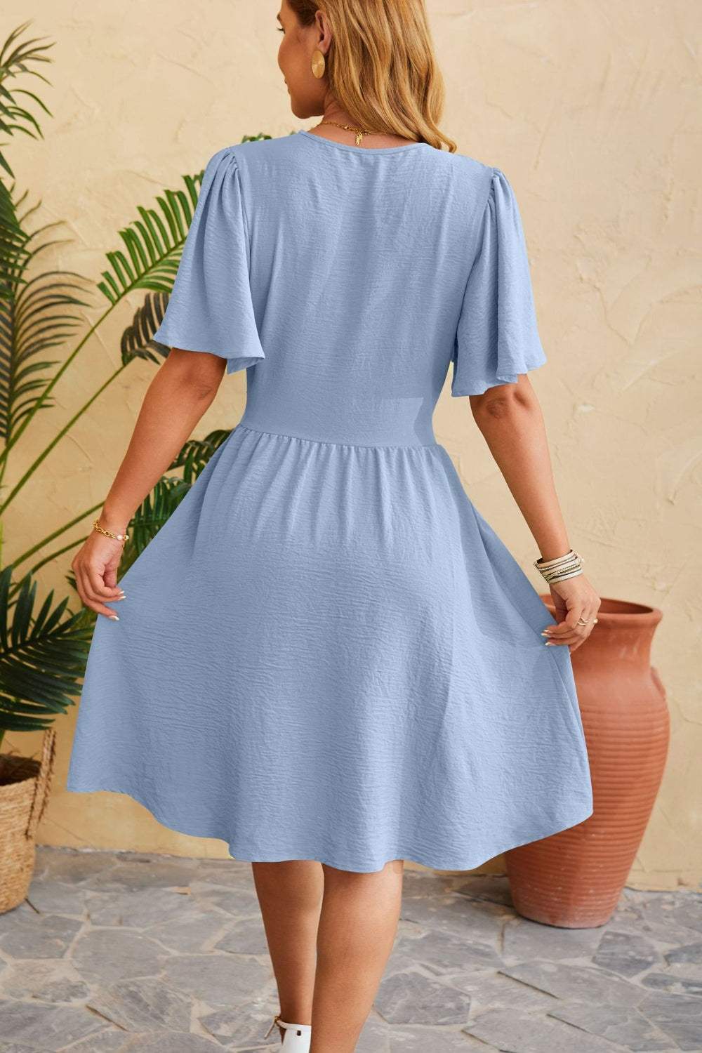 Ruched Surplice Short Sleeve Dress Casual Dresses - Tophatter Daily Deals