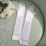 50cm Bridal Wedding Dress Satin Lengthened Gloves White 50cm 0 - Tophatter Daily Deals