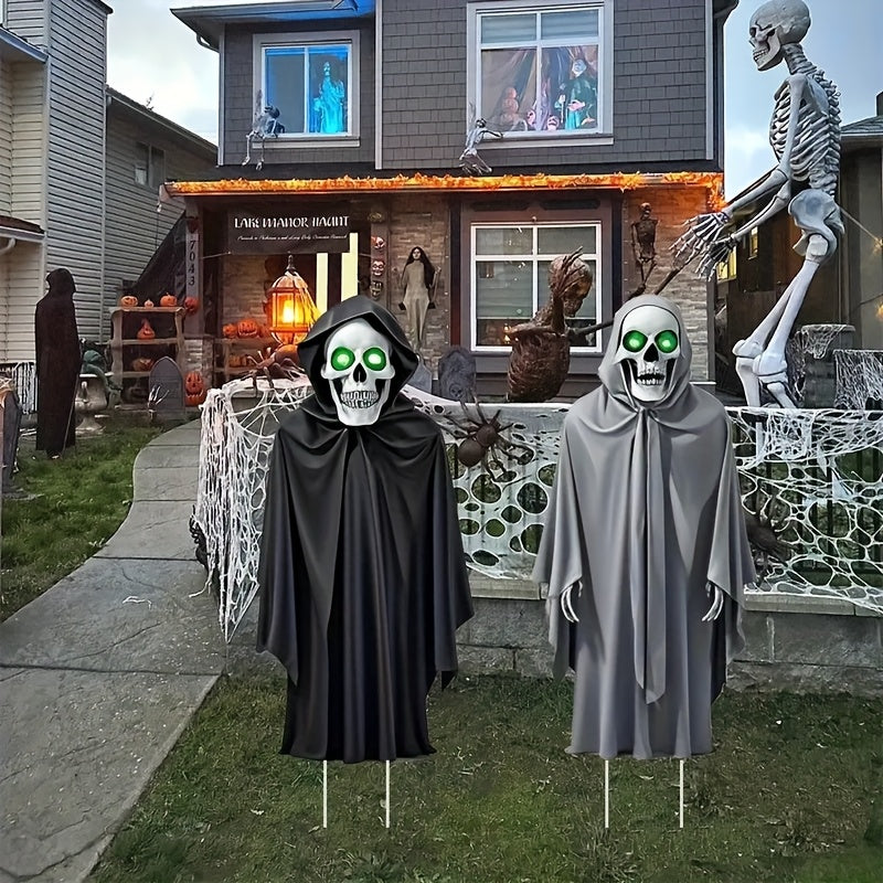 Halloween Skeleton Figurines with Glowing Eyes (2pcs) Halloween - Tophatter Daily Deals