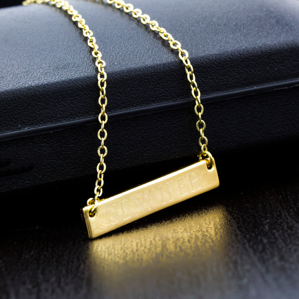 Personalized Bar Necklace - 3 Colors-Free Engraving Necklaces - Tophatter Daily Deals
