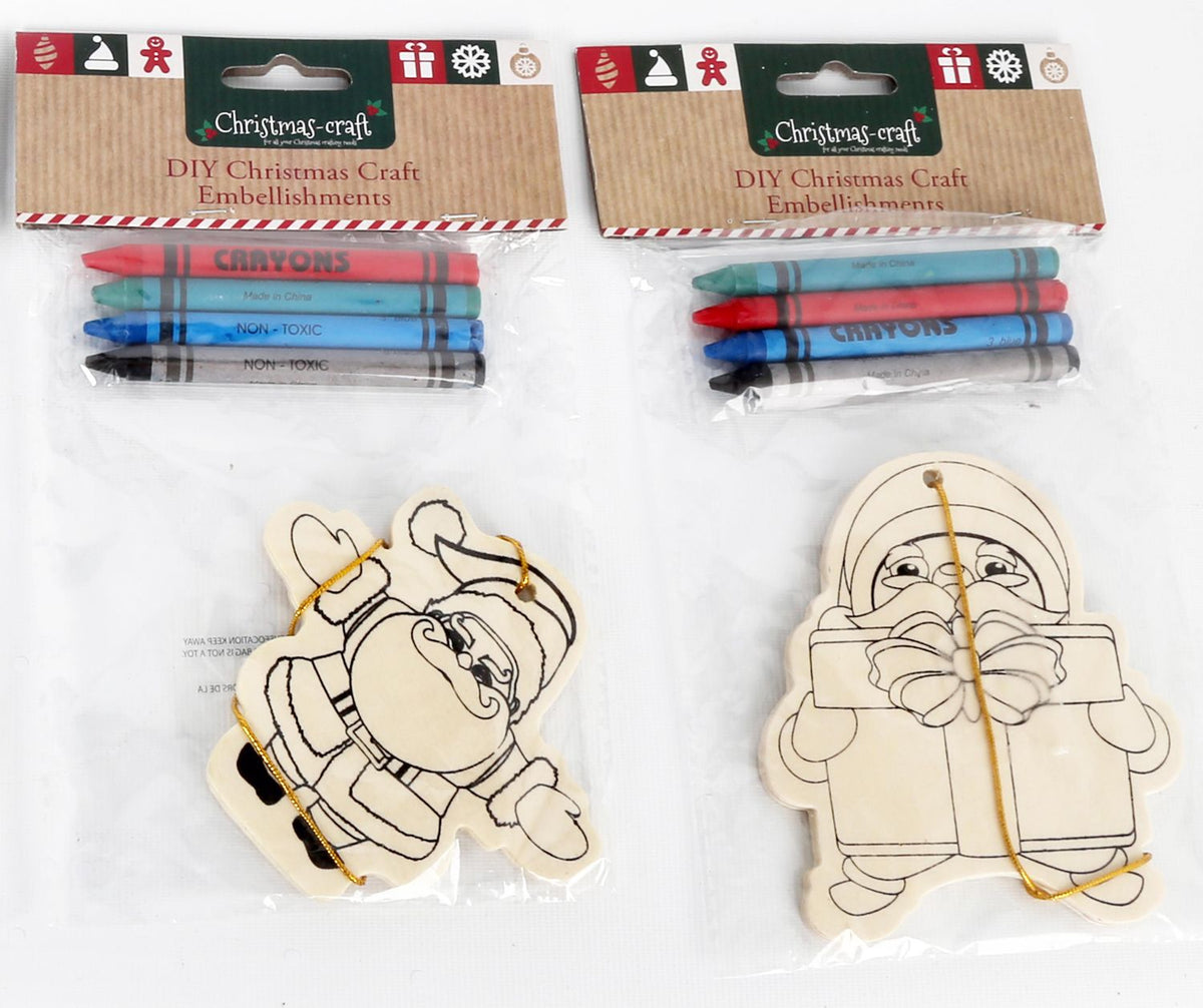 Diy Christmas Craft Hanging Wooden Tree Ornament ~ Santa Design Vary Tree Decoration - Tophatter Daily Deals