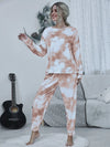 Tie-dye Round Neck Top and Drawstring Pants Lounge Set Loungewear Sets - Tophatter Daily Deals