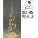 Silver Cone LED Christmas Tree | Warm White Pre-lit Light-Up Tree Cone - 40cm LED Light - Tophatter Daily Deals