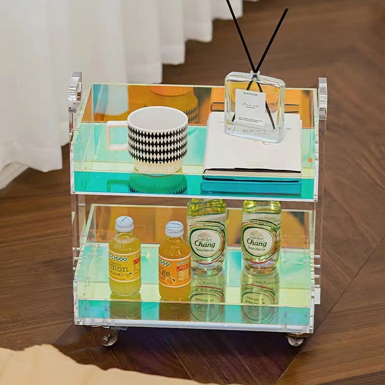 Acrylic Transparent Color Removable Tea Table Trolley Colorful Two Layers 0 - Tophatter Daily Deals