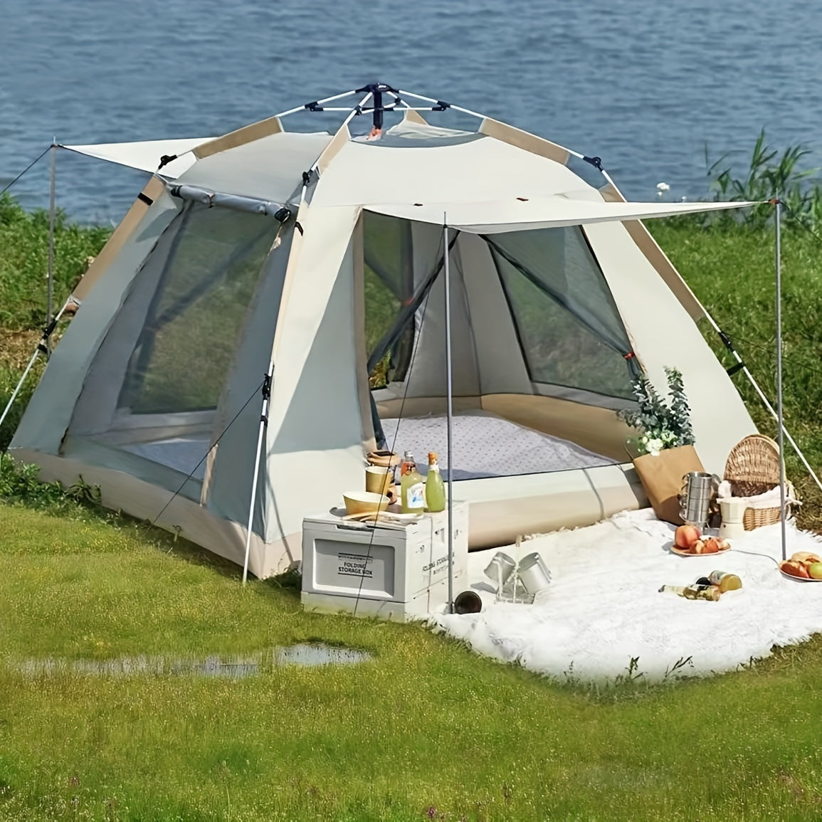 8-Person Family Camping Tent with Canopy Setup Camping & Hiking > Tents & Camp Furniture - Tophatter Daily Deals