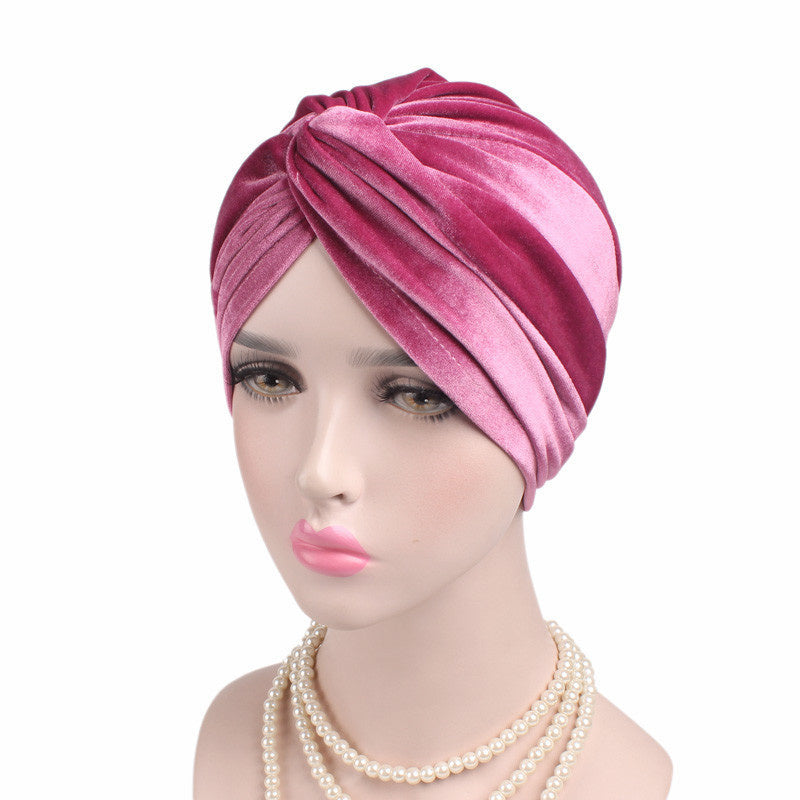 Autumn Winter Velvet Stretch Bandana Hat Pink One size 0 - Tophatter Daily Deals