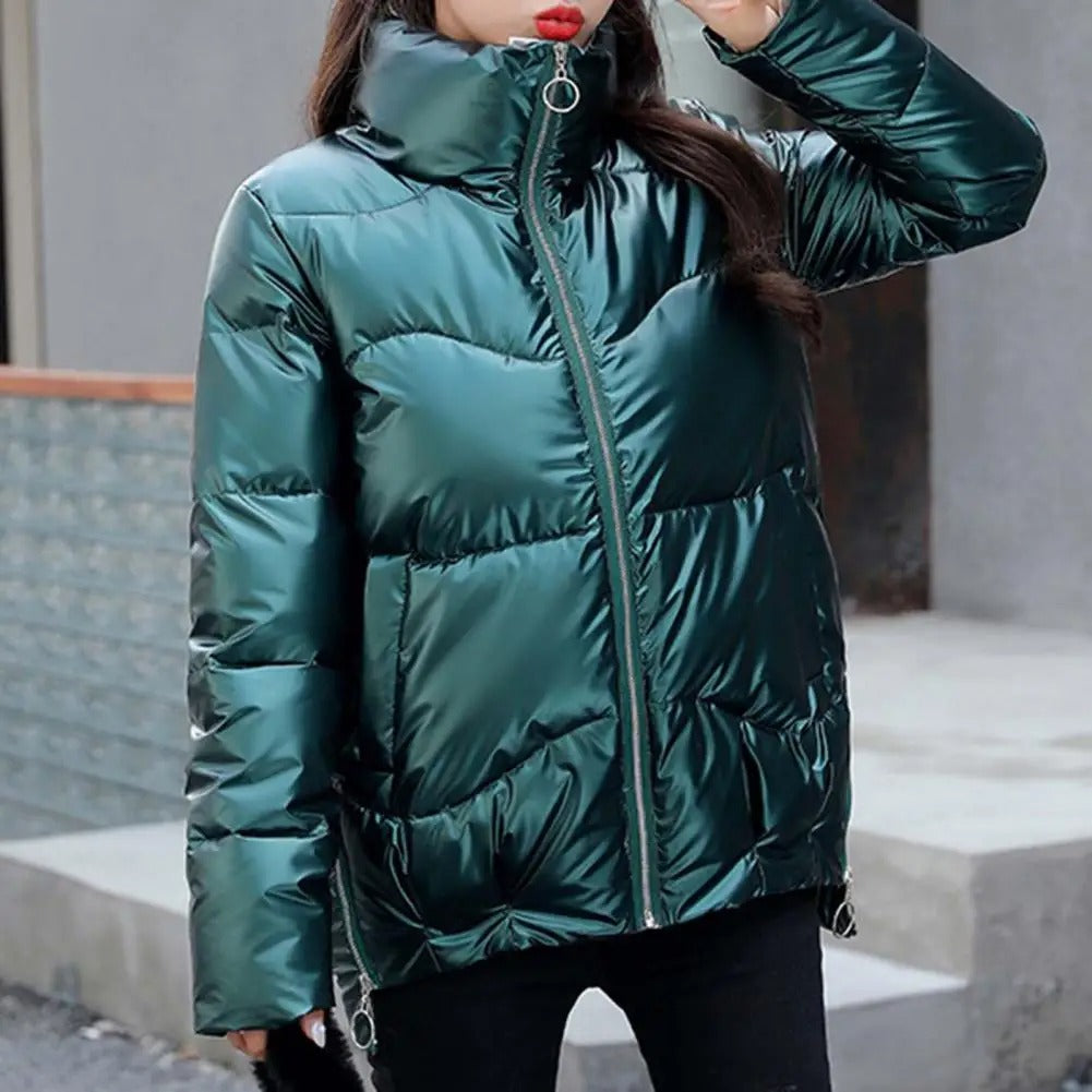 Warm Women’s Puffer Jacket - Cozy Glossy Shell, City - Tophatter Daily Deals