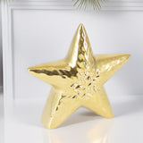 Gold Ceramic Christmas Star | Golden Star Ornament Festive Decoration - 11cm Ornament - Tophatter Daily Deals