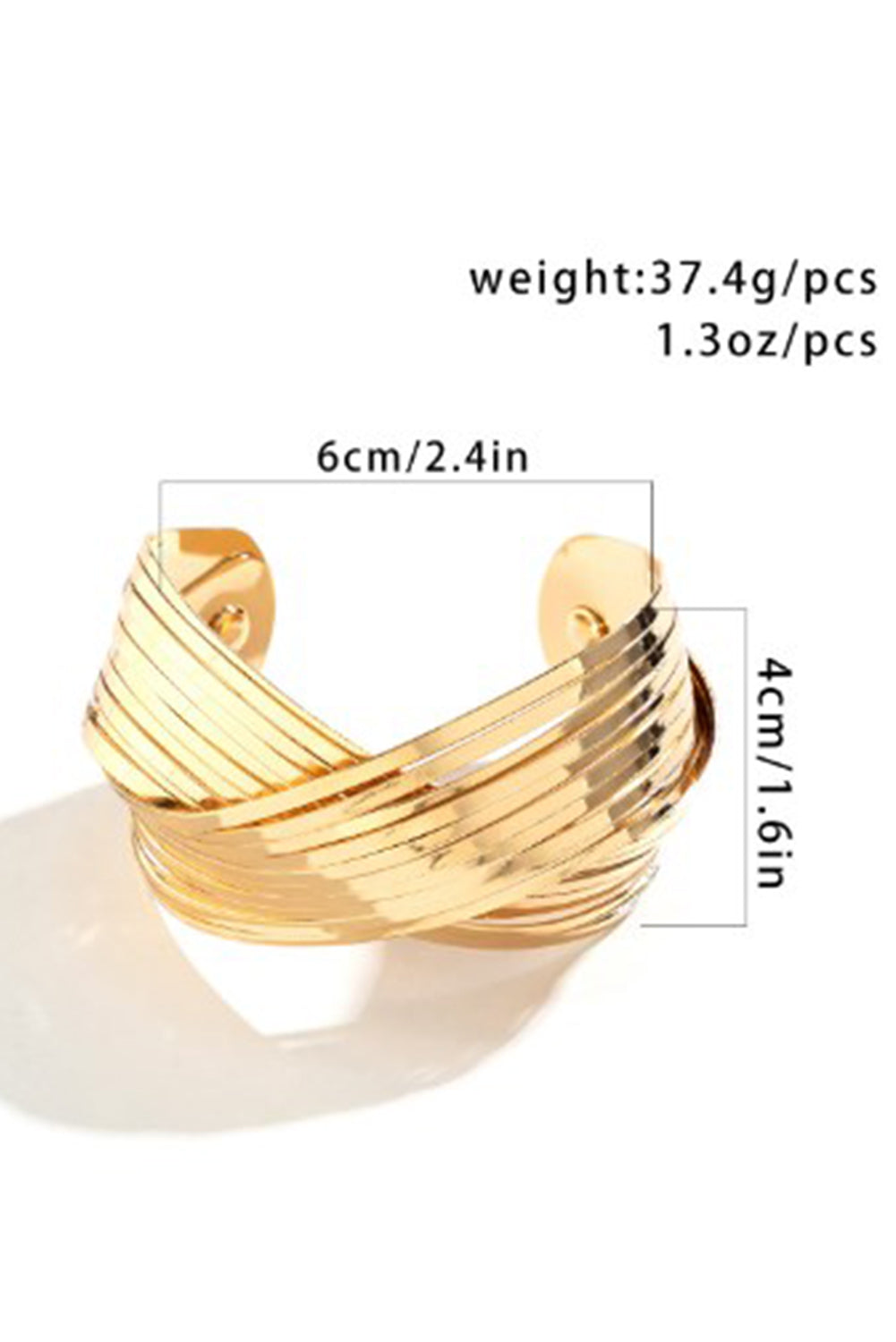 Gold Textured Crossover Metal Cuff Wide Bracelet Bracelets - Tophatter Daily Deals