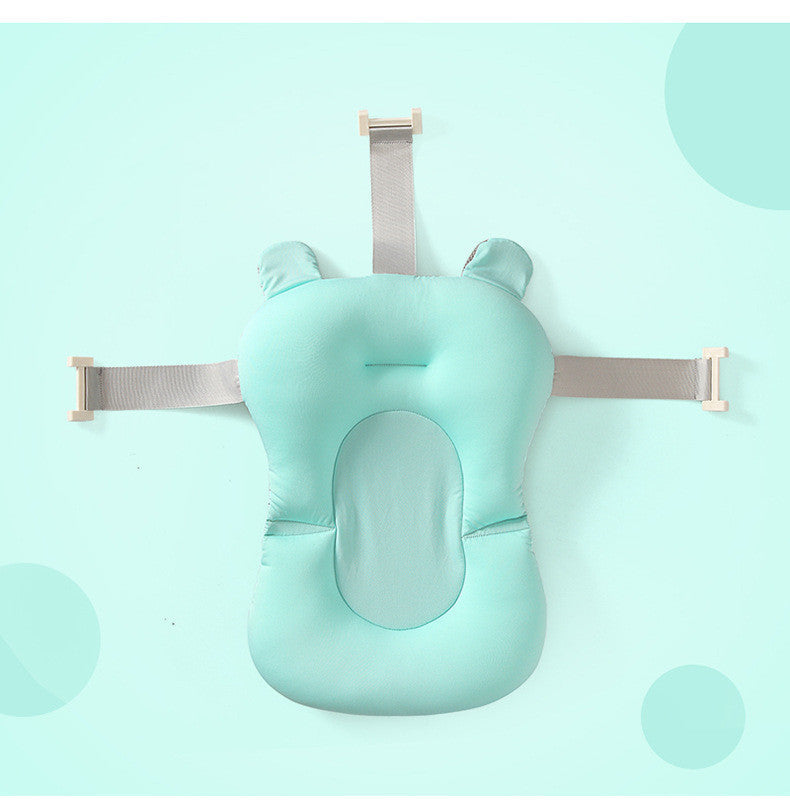 Baby Bath Seat Support Mat Foldable Baby Bath Tub Pad & Chair Newborn Bathtub Pillow Infant Anti-Slip Soft Comfort Body Cushion Green bear bath mat Standard Model 0 - Tophatter Daily Deals
