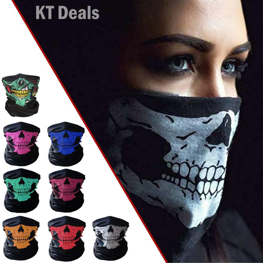 Skull Mask Half Face Bandana Skeleton Ski Motorcycle Biker Balaclava Tube Masks Bluetooth Speaker Lamp - Tophatter Daily Deals