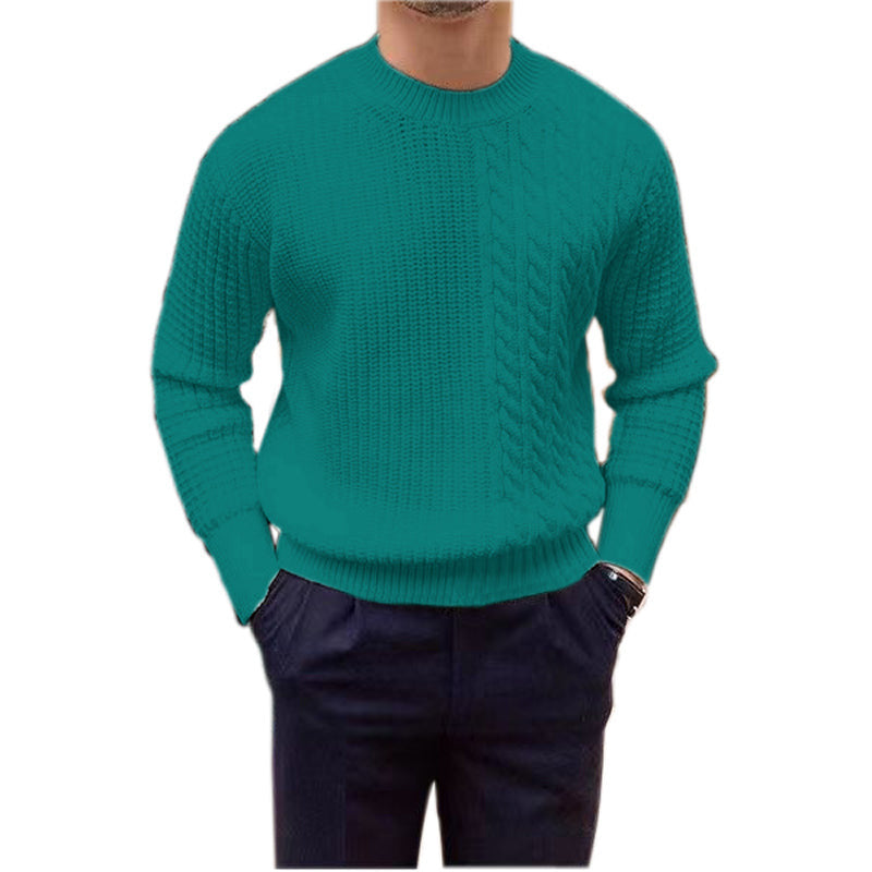 Warm Men's Knit Sweater - Crewneck Cable Panel, Wool Winter Green 3D Changing Face Moving Picture Frame - Tophatter Daily Deals