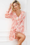 Smocked Printed Flare Sleeve Mini Dress Casual Dresses - Tophatter Daily Deals