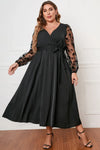 Plus Size Surplice Neck Tied Dress Black Casual Dresses - Tophatter Daily Deals