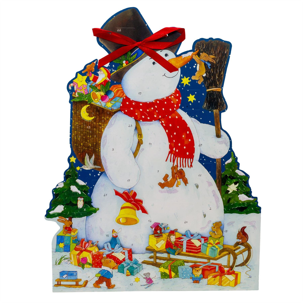 Snowman Advent Calendar | Large Kids Christmas Countdown with Glitter & Ribbon Advent Calendar - Tophatter Daily Deals