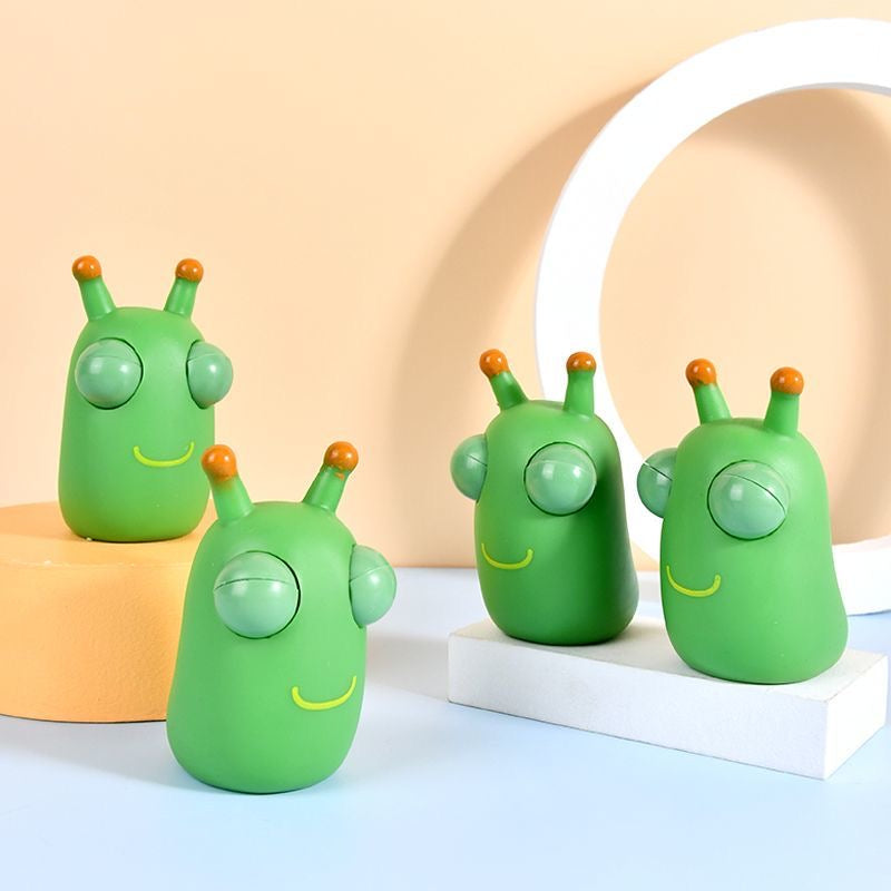 12PCS Funny Grass Worm Pinch Toy, Green Eye Bouncing Worm Squeeze Toy, Novelty Fun Squeeze Stress Relief Toys For Adults Kids Gift Cool Gadgets 5 - Tophatter Daily Deals