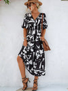 Printed Surplice Balloon Sleeve Dress Casual Dresses - Tophatter Daily Deals