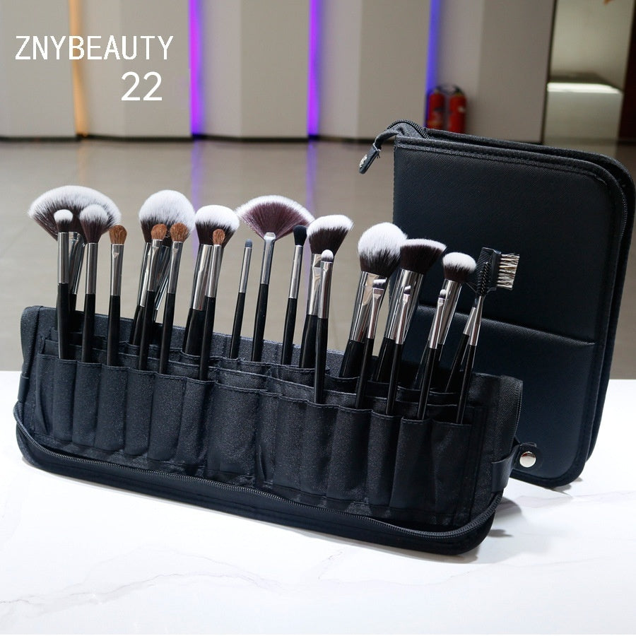 30 PCs Makeup Brush Set Soft Hair Eye Shadow Blush Face Powder Full Set 22 Pieces Folding Bag 0 - Tophatter Daily Deals