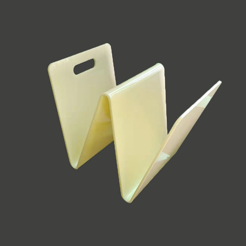 Acrylic Decorative Bookstand Retro W-shaped Storage Rack Beige 0 - Tophatter Daily Deals