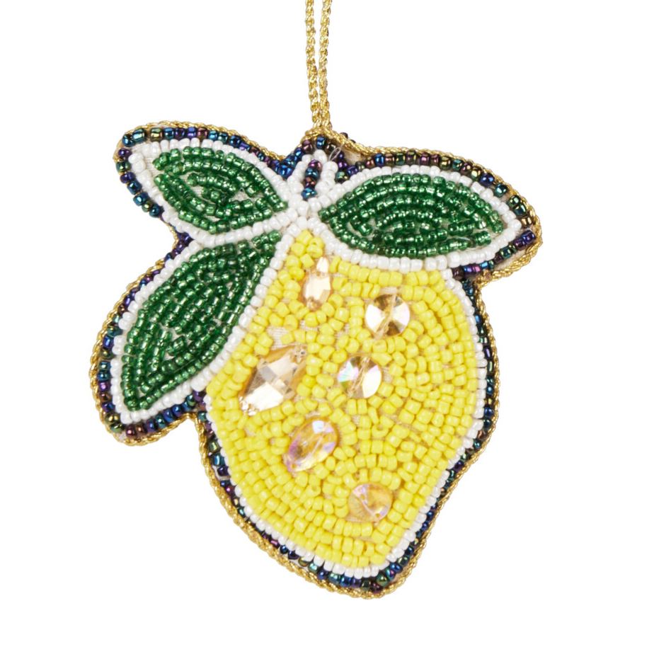 Lemon Beaded Christmas Tree Bauble | Colourful Fruit-shaped Tree Ornaments Baubles - Tophatter Daily Deals