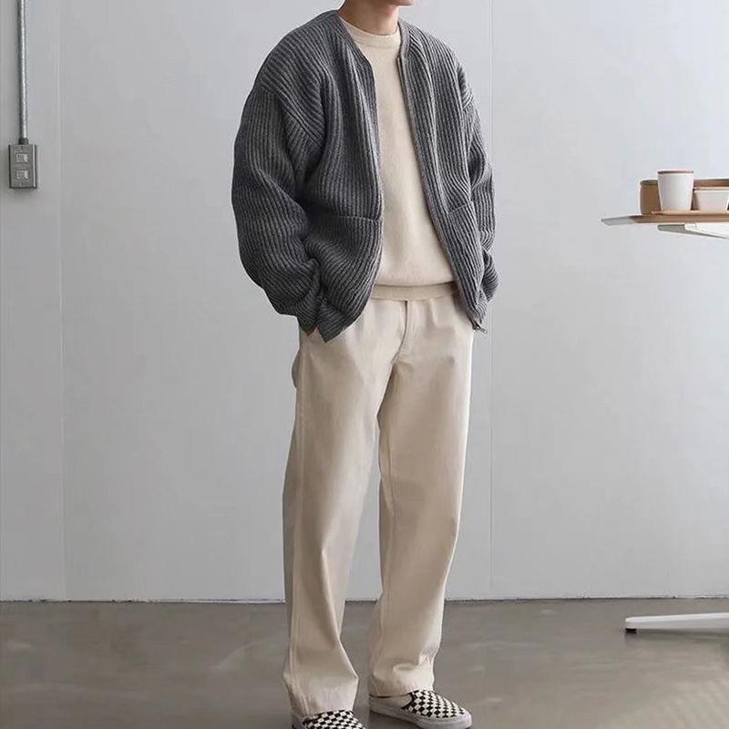 Lightweight Relaxed Men's Zip Cardigan - Boxy Knit, Lined Gray 3D Changing Face Moving Picture Frame - Tophatter Daily Deals