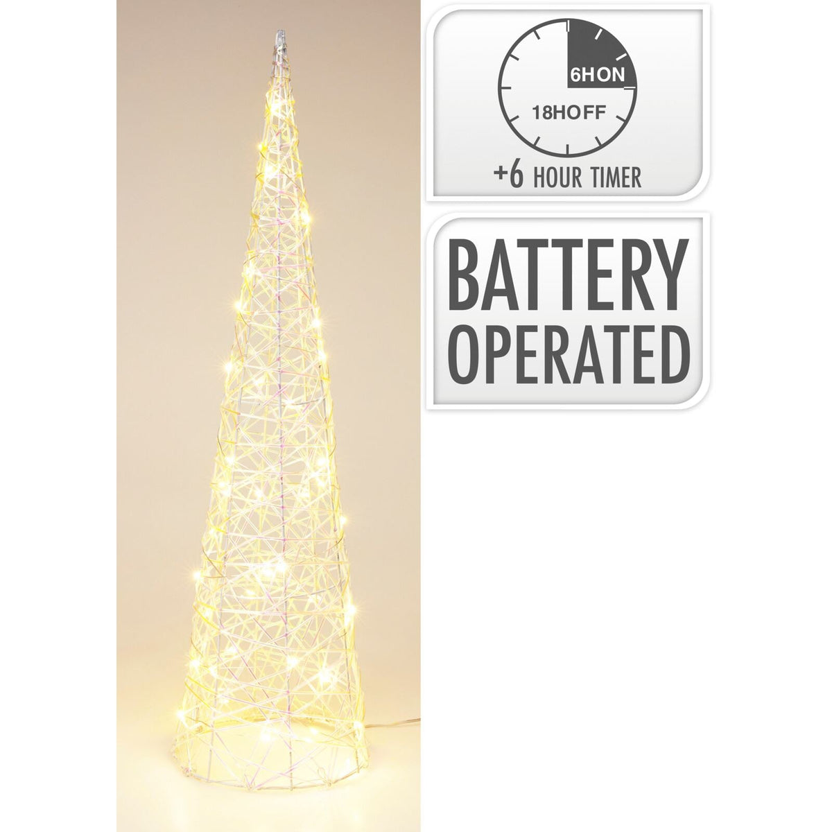 LED Iridescent Cone Light | Light-up Christmas Tree Cone with Timer - 60cm LED Light - Tophatter Daily Deals