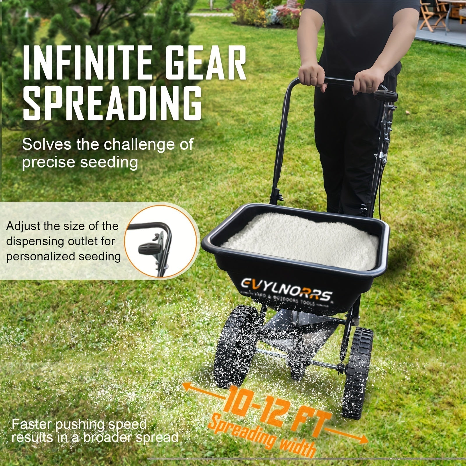 Broadcast Seed Spreader Walk-Behind Fertilizer Gardening Tools - Tophatter Daily Deals