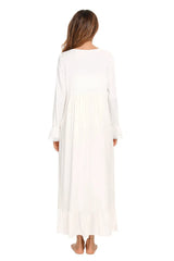 Lace Detail Square Neck Flounce Sleeve Night Dress Sleep Dresses - Tophatter Daily Deals