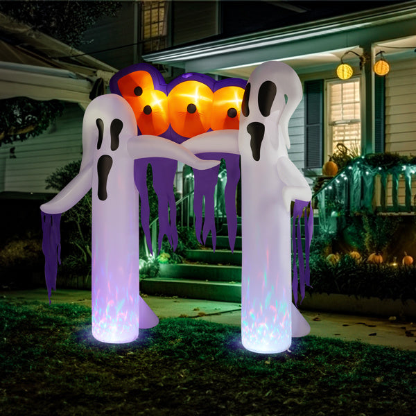 9.8ft White Ghost Arch Inflatable Halloween Yard Decor 3D Changing Face Moving Picture Frame - Tophatter Daily Deals