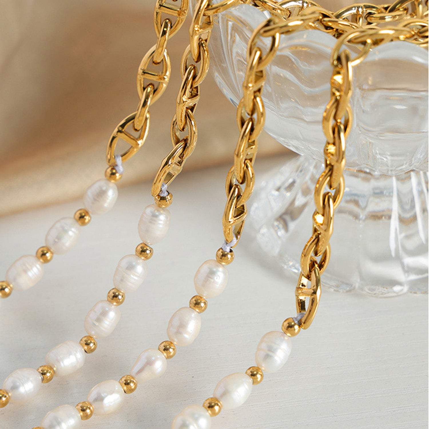 Half Pearl Detail 18K Gold-Plated Necklace Necklaces - Tophatter Daily Deals