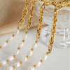 Half Pearl Detail 18K Gold-Plated Necklace Necklaces - Tophatter Daily Deals