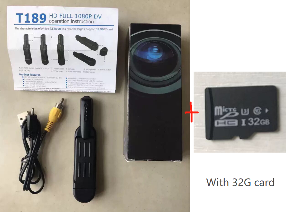 1080P HD Hidden Spy Mini Pocket Pen Camera Black T189 and 32G card 10 0 - Tophatter Daily Deals