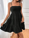 Smocked Tiered Sleeveless Mini Dress Black Casual Dresses - Tophatter Daily Deals