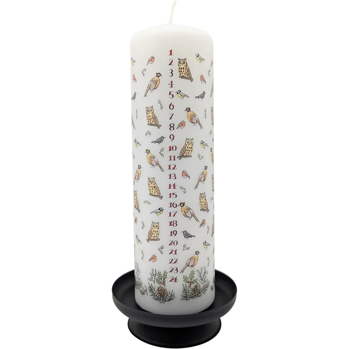 Winter Birds Advent Pillar Candle | Christmas Advent Calendar Candle - 20cm Advent Candle - Tophatter Daily Deals