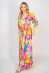 White Birch Printed V-Neck Maxi Dress with Pockets Casual Dresses - Tophatter Daily Deals