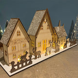 Christmas Scene Light-Up Houses | LED Wooden Winter Houses Ornament - 40cm Ornament - Tophatter Daily Deals