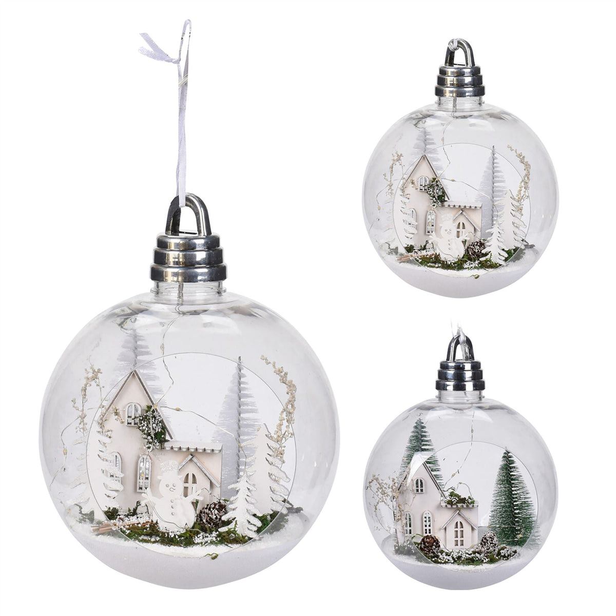 20cm LED Bauble With Christmas Scene Light Up Christmas Ball Hanging Decoration Baubles - Tophatter Daily Deals