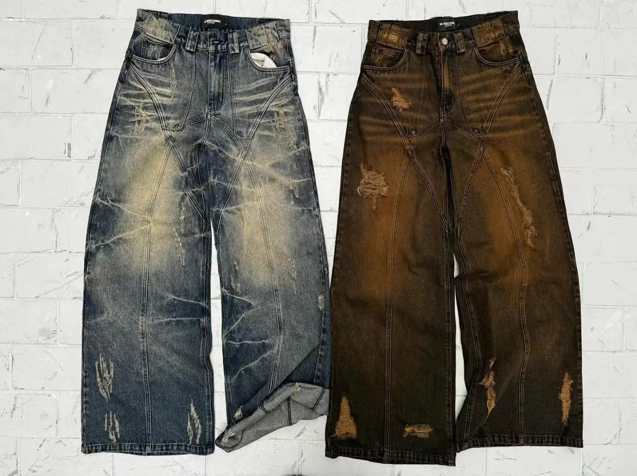 American High Street Straight Yellow Mud Dyed Jeans 0 - Tophatter Daily Deals