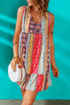 Printed V-Neck Mini Dress Casual Dresses - Tophatter Daily Deals