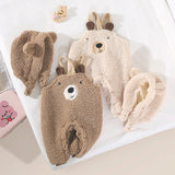 Baby Jumpsuit Autumn And Winter Plus Velvet Baby Clothing Bear Suspenders 0 - Tophatter Daily Deals